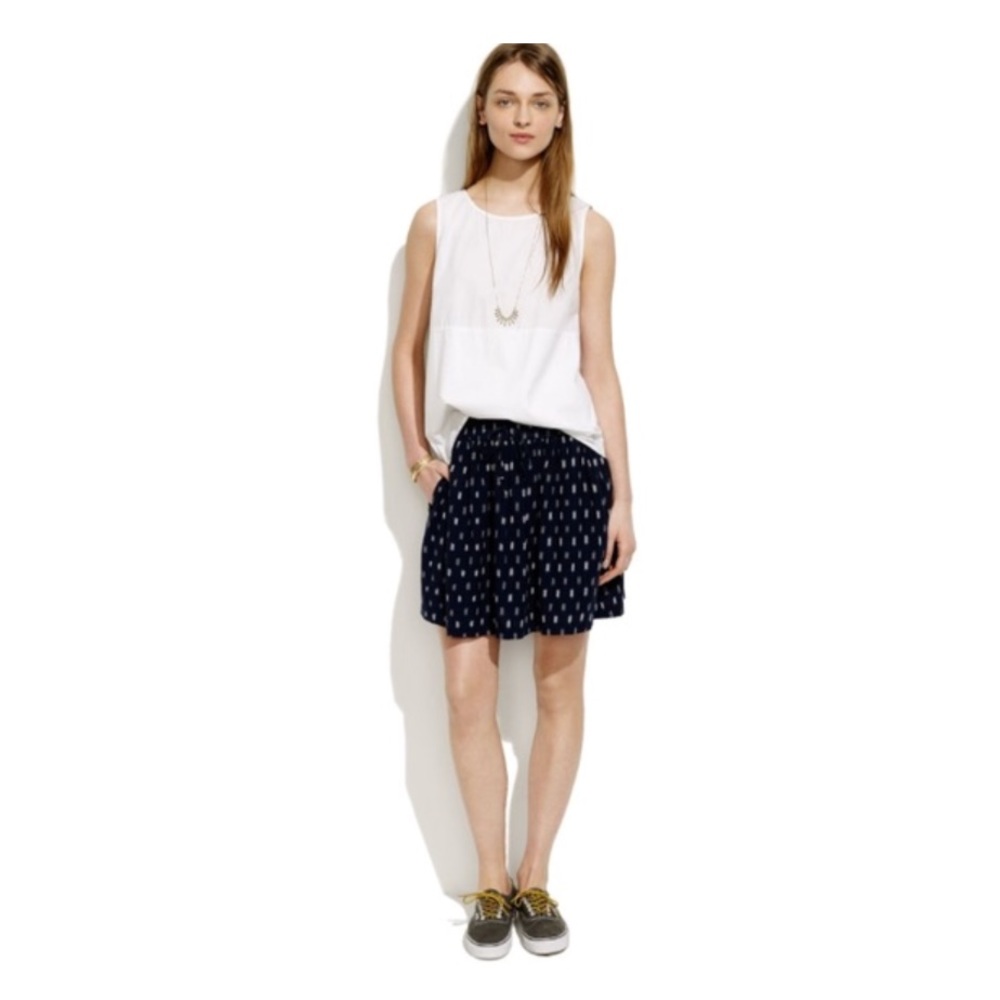 Madewell Turntable Skirt in Blue Ikat Print Small